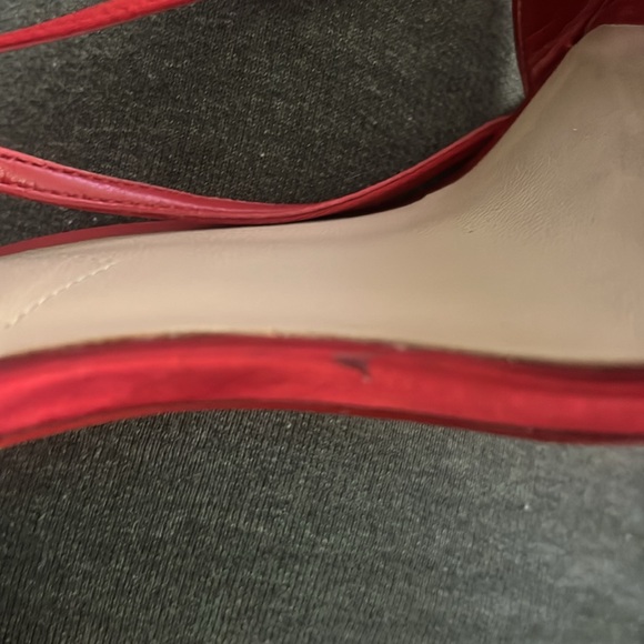 Aldo Red Satin One Strap Open Toe Wrap Heels - Picture 11 of 11